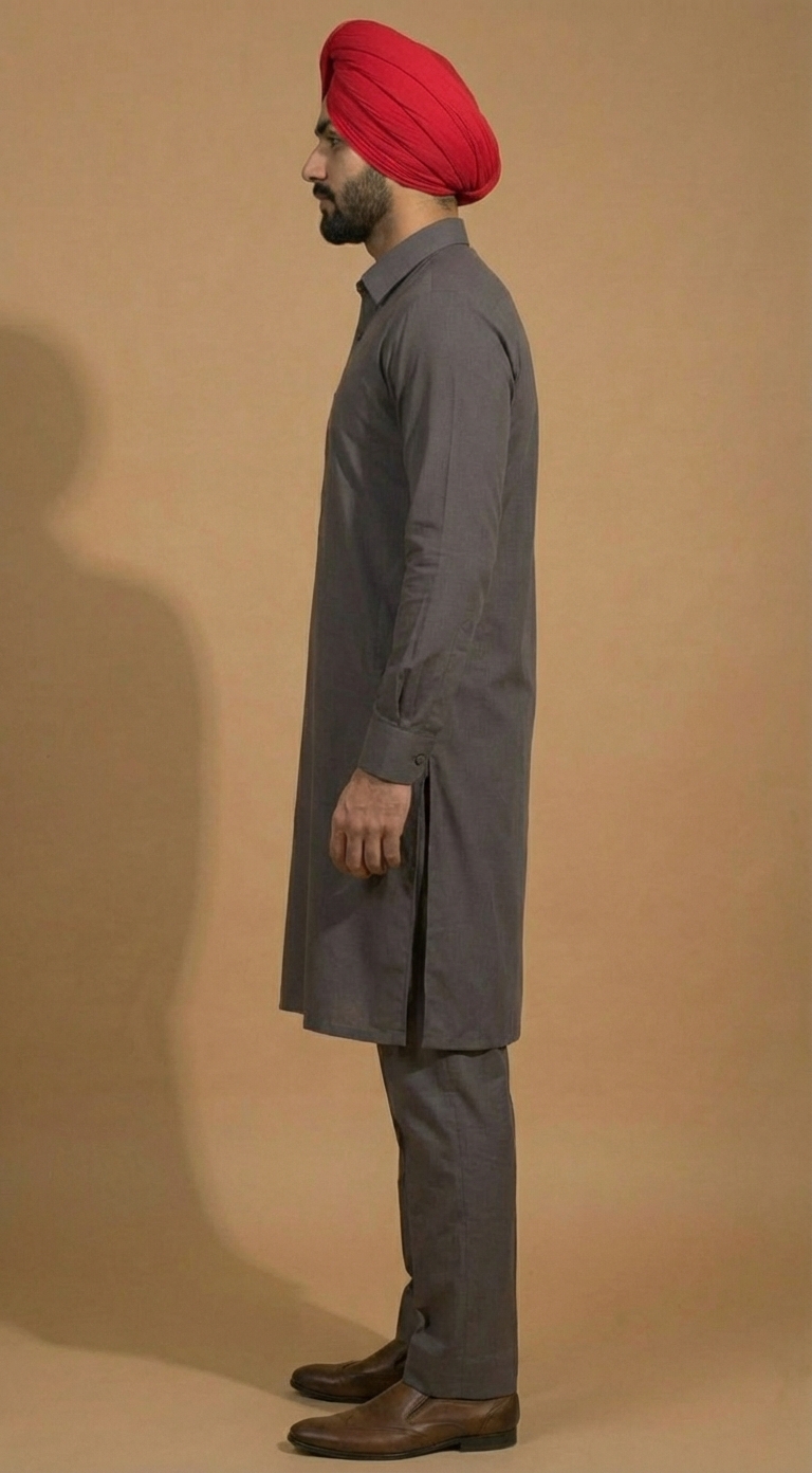 Urban Ash Grey Kurta Pajama Set - Image 4